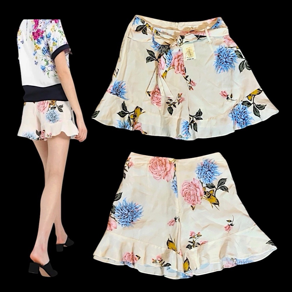 NWT Miss Selfridge Belted Floral High-Rise Shorts